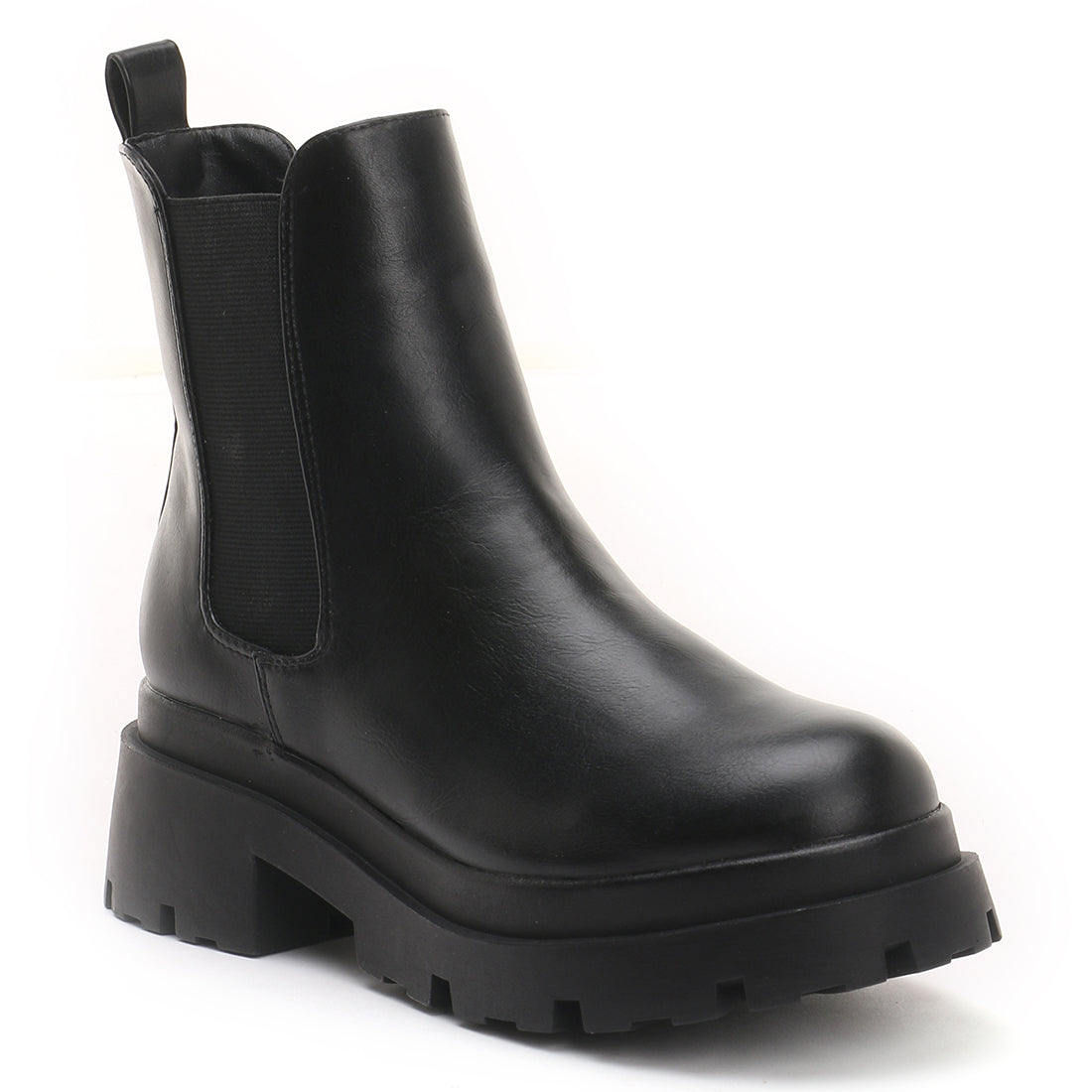 Black Lug Sole Chunky Chelsea Boots