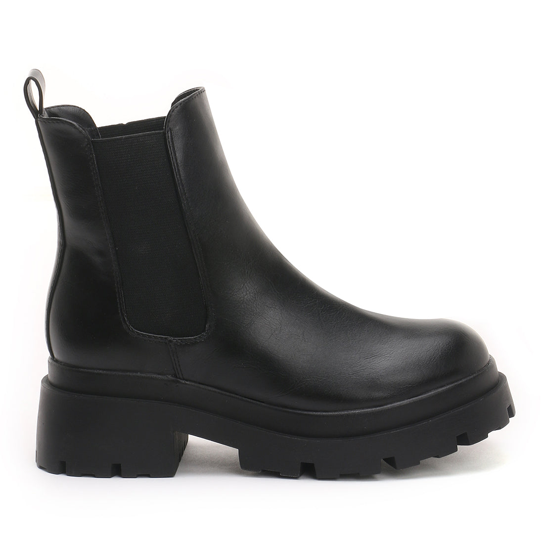 Black Lug Sole Chunky Chelsea Boots