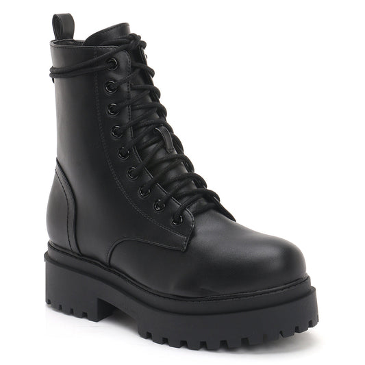 Black Lug Sole Biker Boots