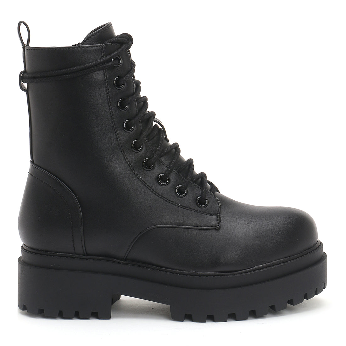Black Lug Sole Biker Boots