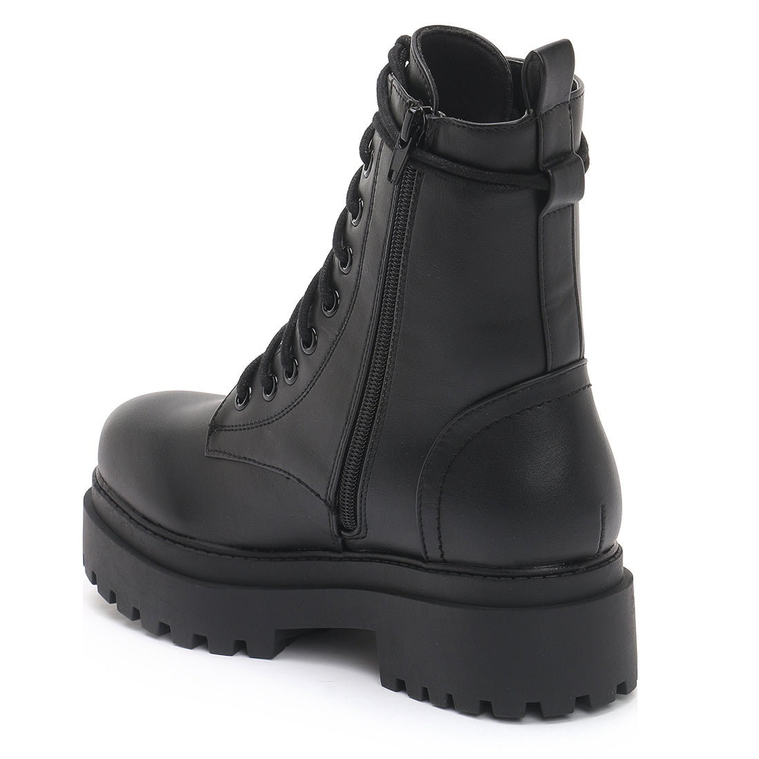 Black Lug Sole Biker Boots