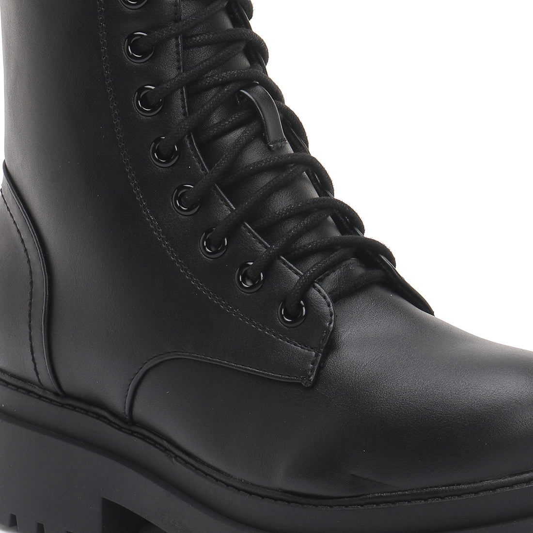 Black Lug Sole Biker Boots