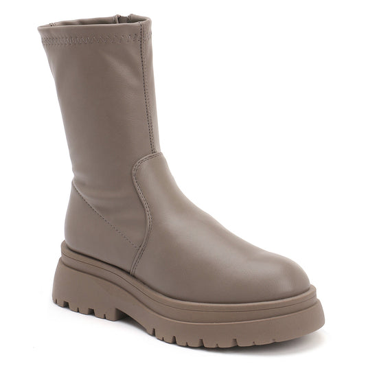 Taupe High Ankle Boots