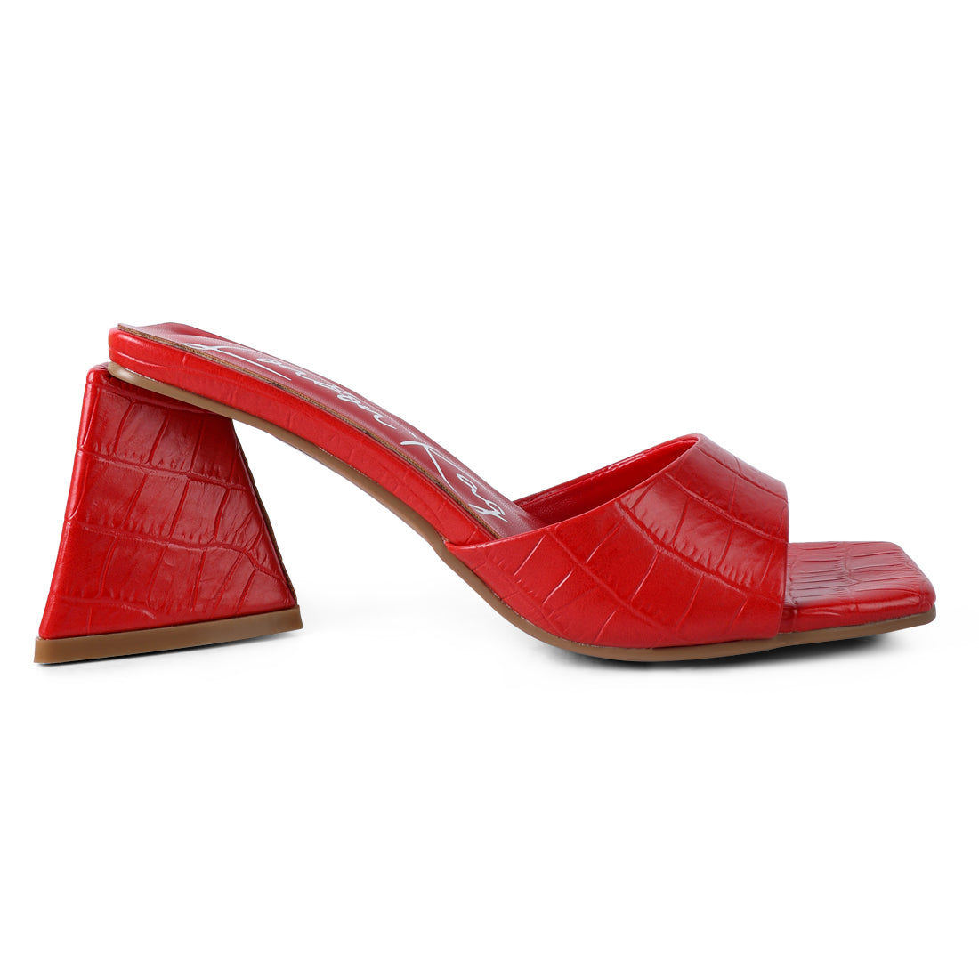 Red Triangle Block Heeled Sandals