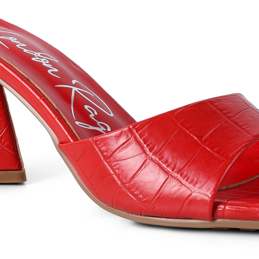 Red Triangle Block Heeled Sandals