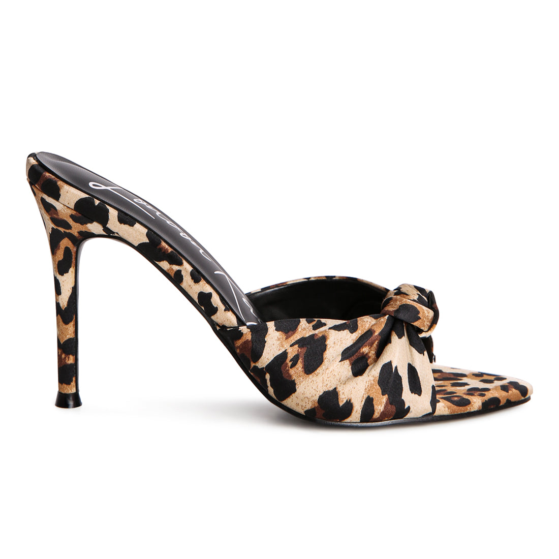 Satin Knot High Heeled Sandal in Leopard Print