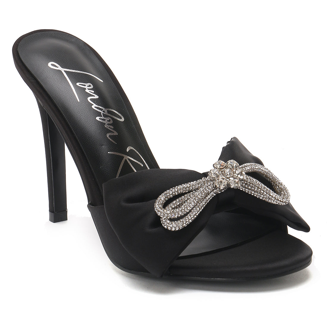 Bow Tie High Heeled Black Sandal