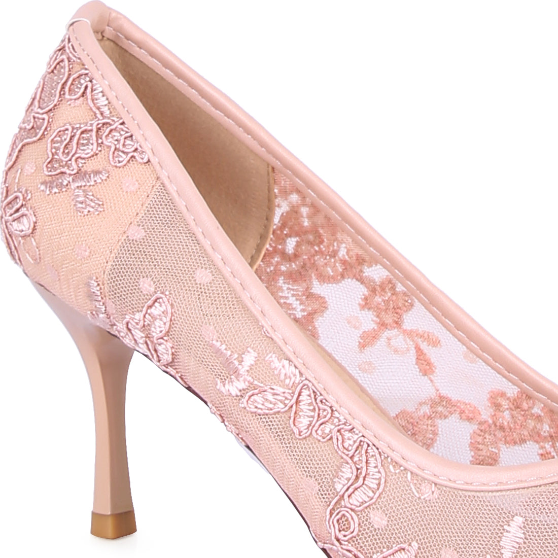 Pink Lace Stiletto Party Pumps