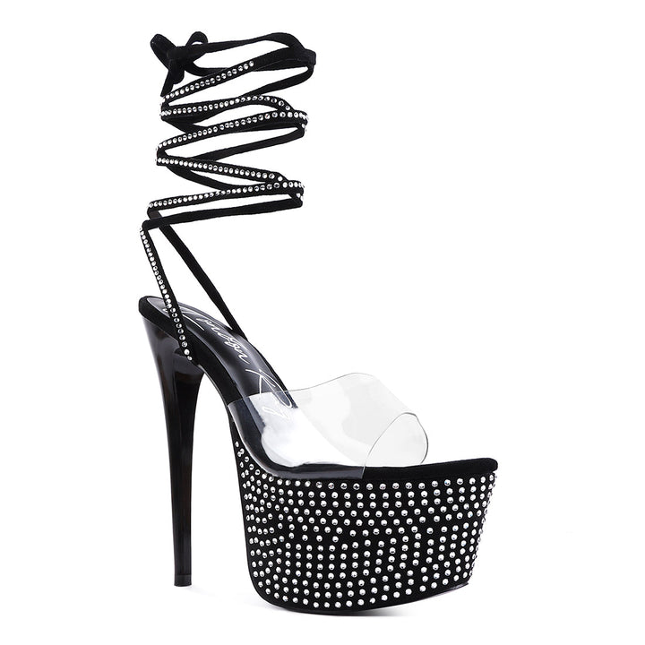 Black Sugar Mom Strappy Diamante Platform High Heels