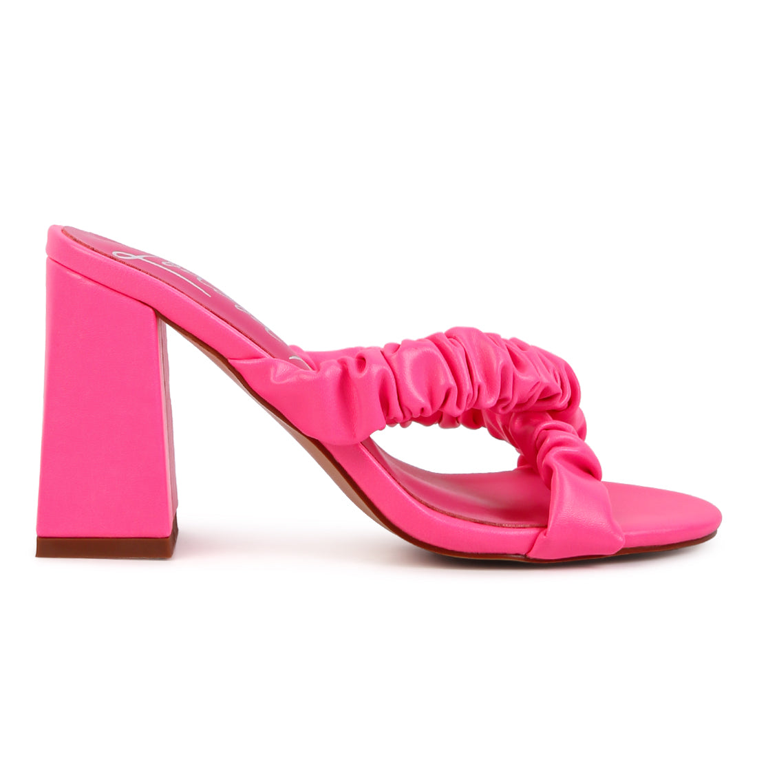 Strap Block Sandals in Neon Pink