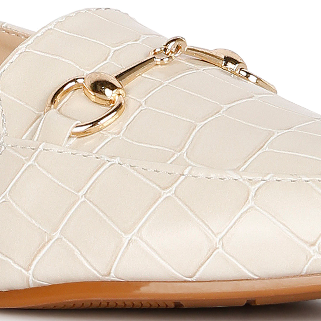 Off White Croc Slingback Flat Sandals