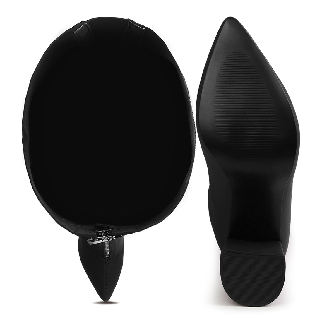 ronettes knee high stretch long boots#color_black