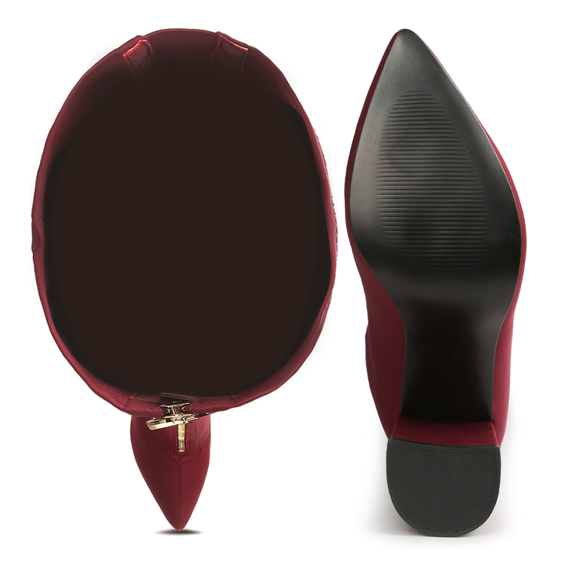 ronettes knee high stretch long boots#color_burgundy