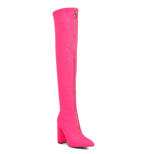 ronettes knee high stretch long boots#color_fuchsia