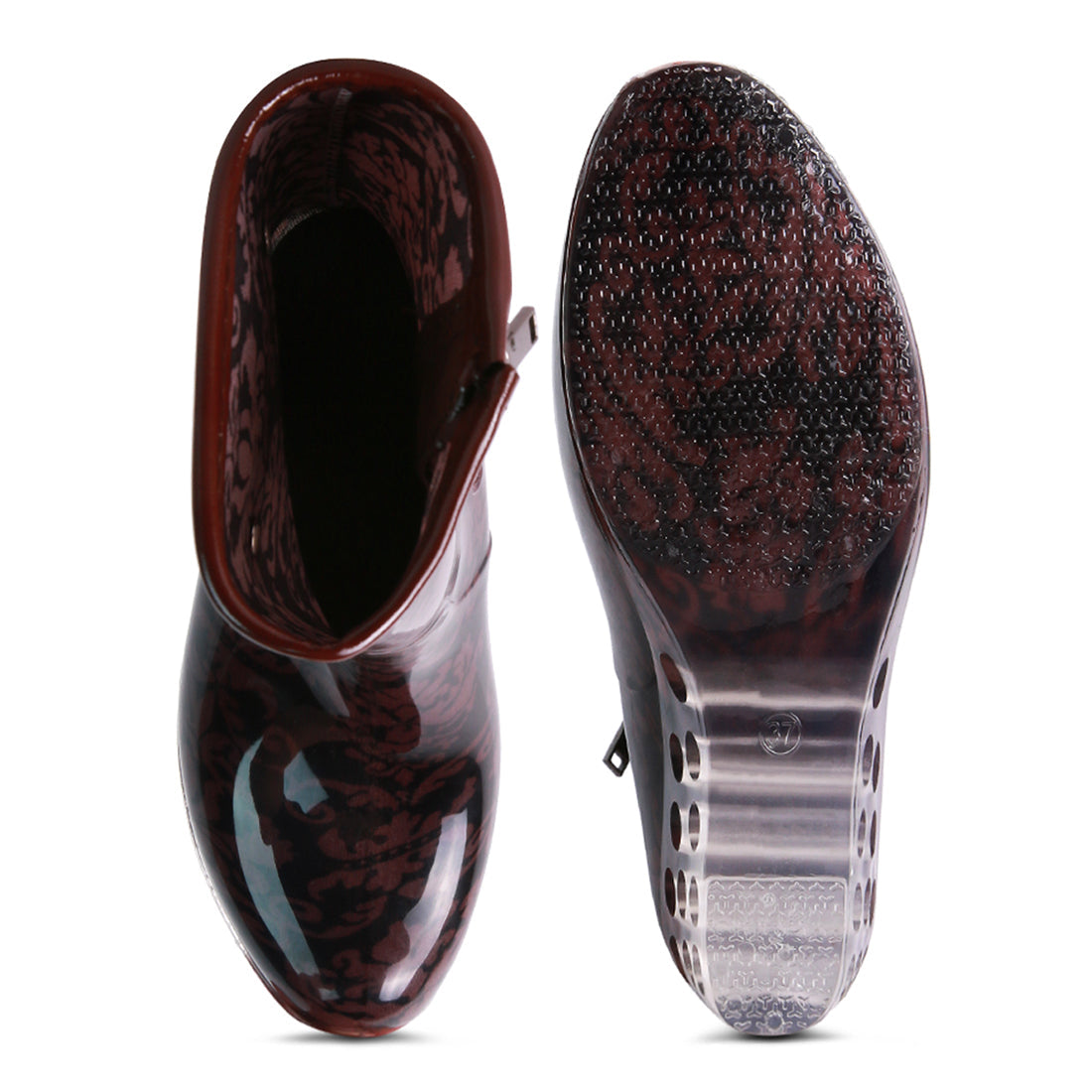 Brown Polka Pattern Rainboots