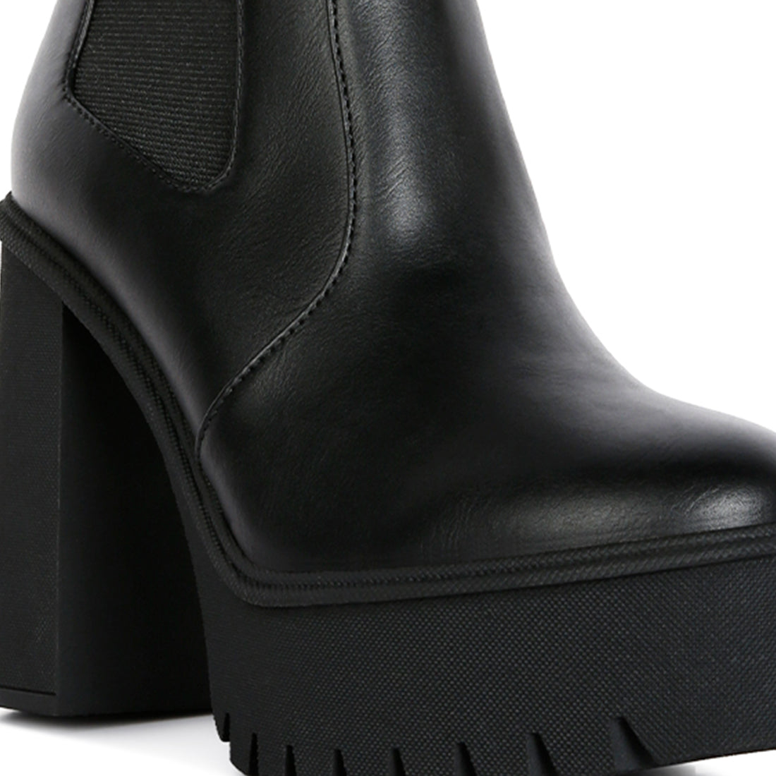 Black High Platform Block Heel Chelsea Boots
