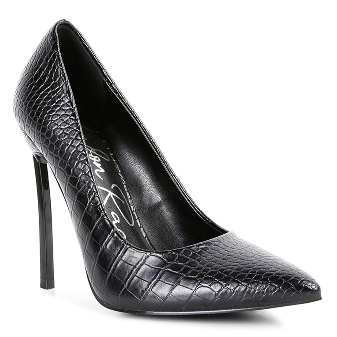 croc patterened high heeled pumps#color_black