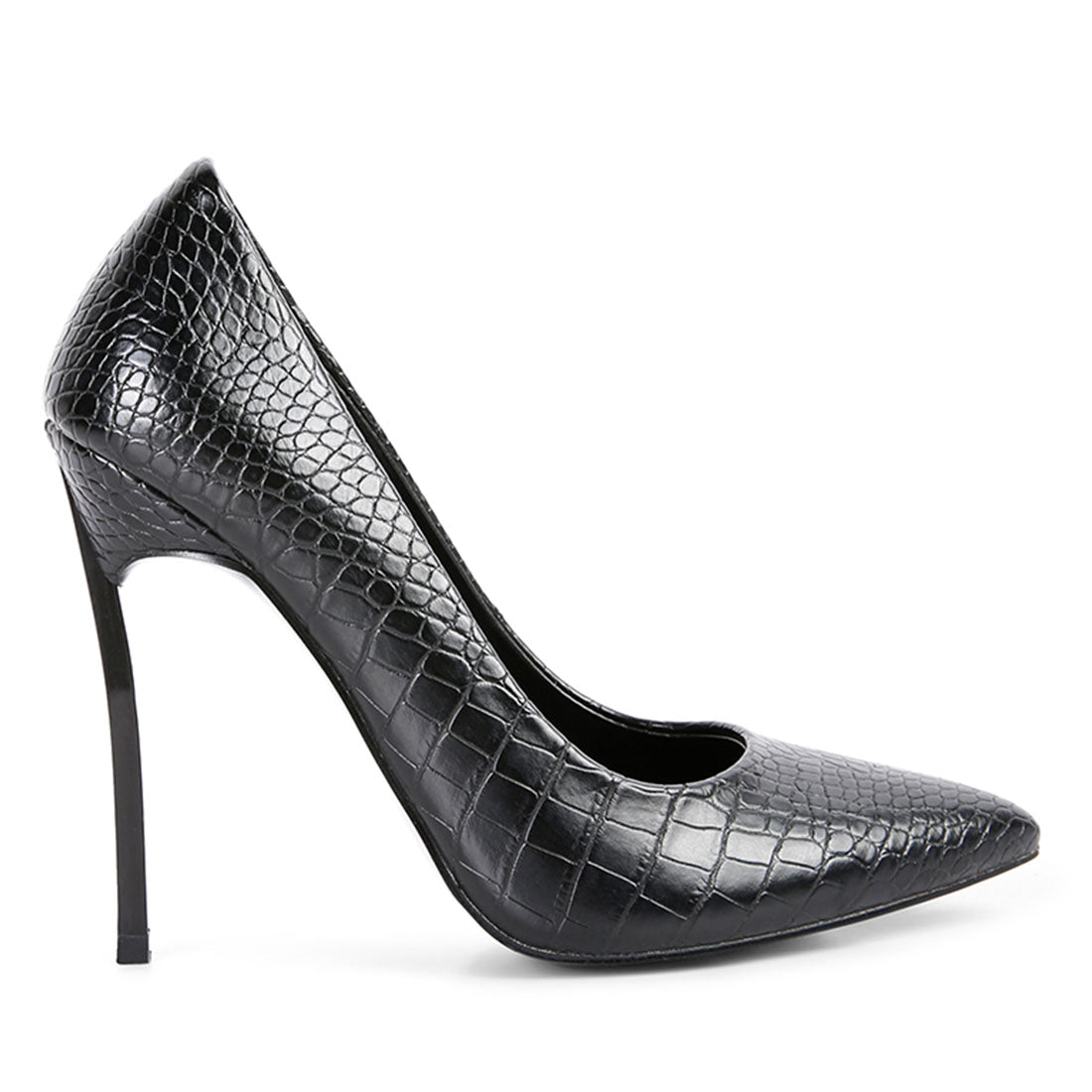 croc patterened high heeled pumps#color_black