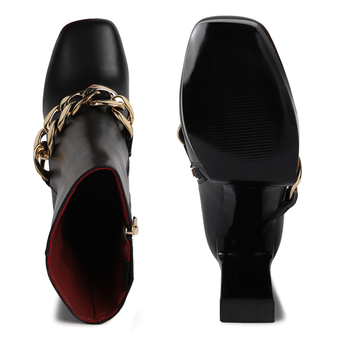 high platform ankle boots#color_black