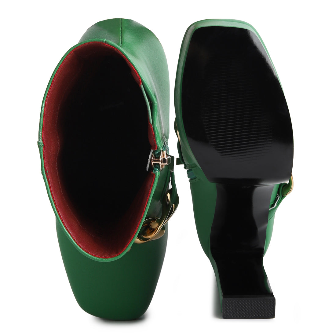 high platform ankle boots#color_green