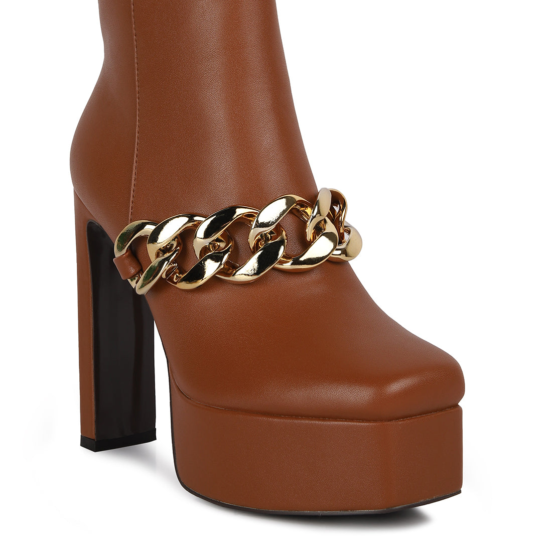 high platform ankle boots#color_brown