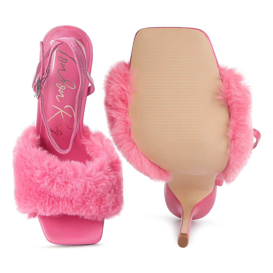 tarantino pin buckle mid heel sandals#color_pink