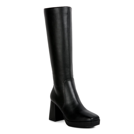 Black Bouts High Calf Block Heel Boots