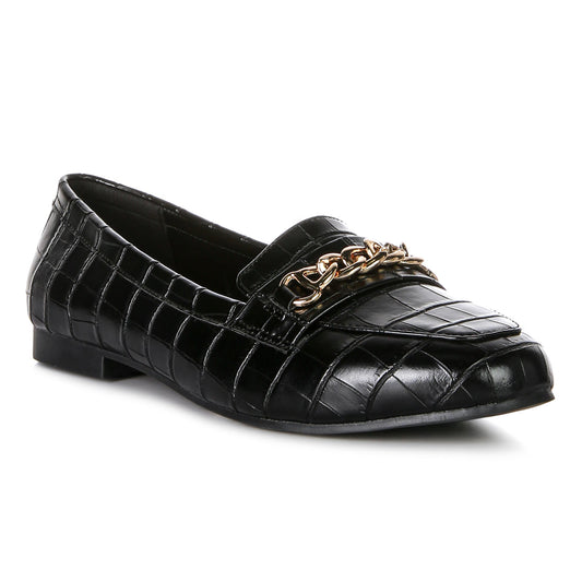Bro Zone Croc Metal Chain Loafers