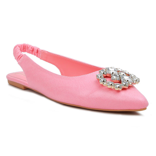 metallic diamante flats mules#color_blush