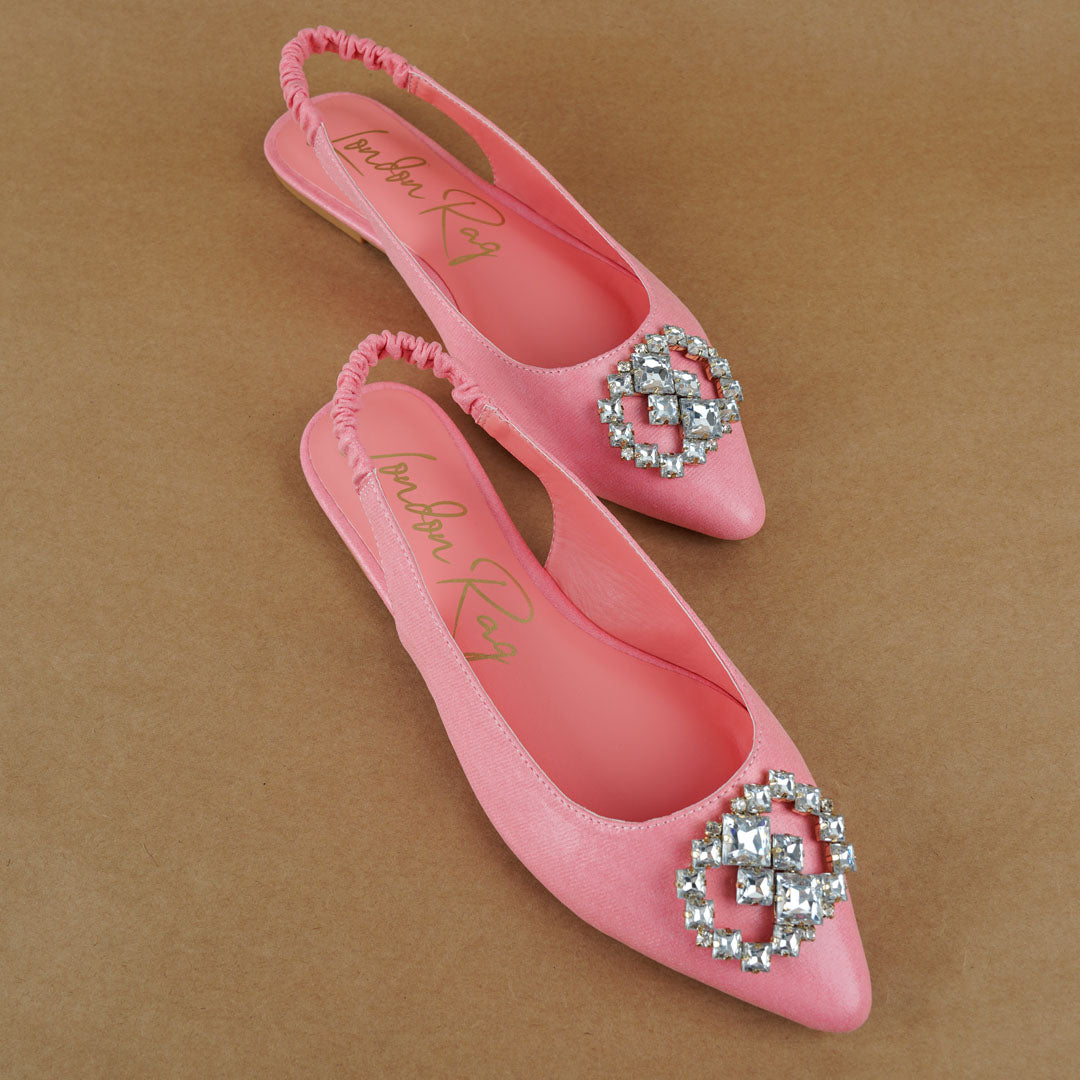 metallic diamante flats mules#color_blush