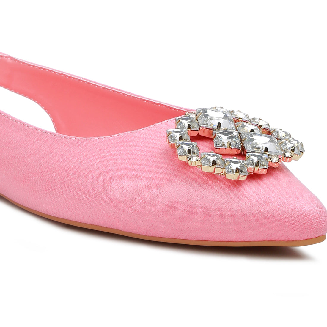 metallic diamante flats mules#color_blush