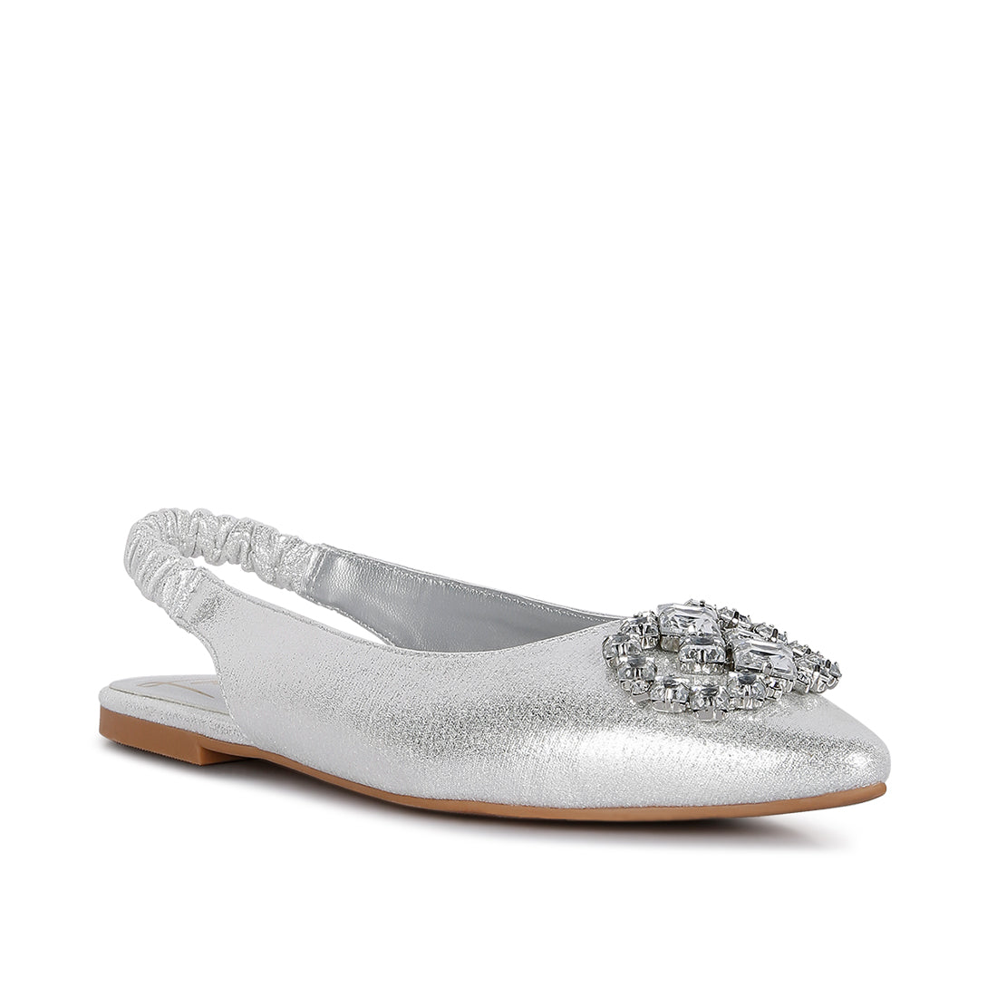 Metallic Diamante flats Mules