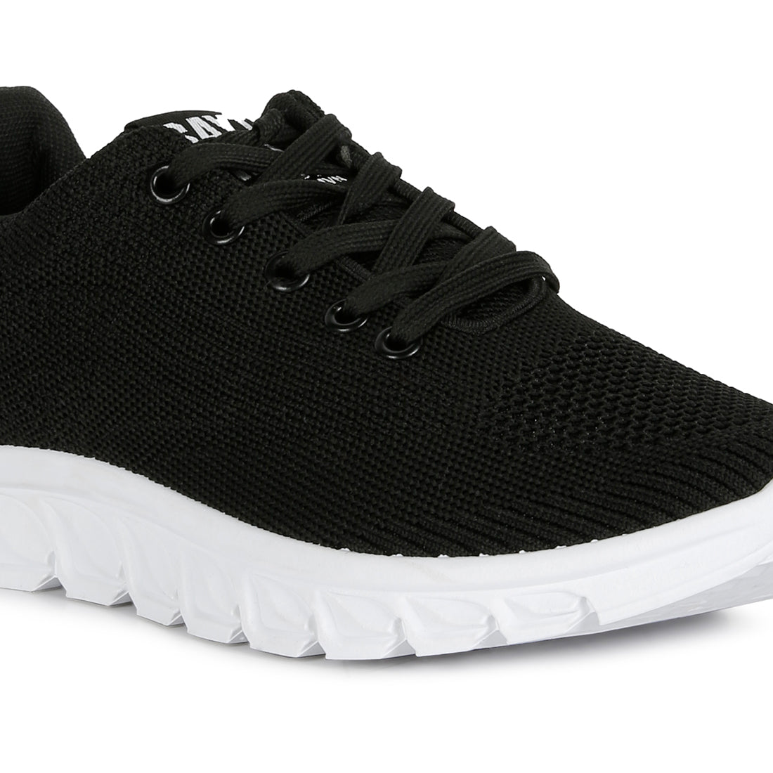 lace up knit sneakers#color_black