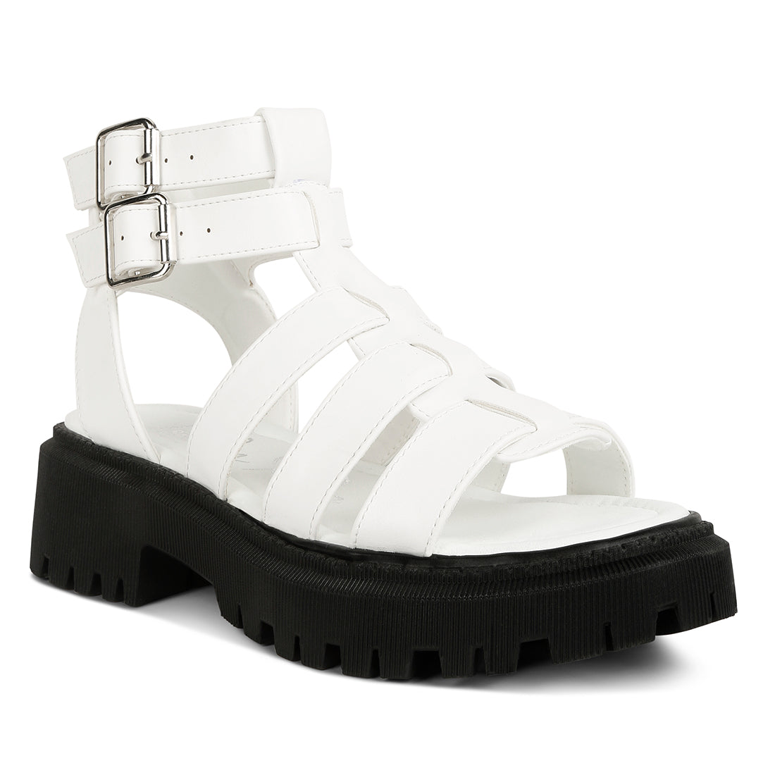 double buckle detail chunky sandals#color_white