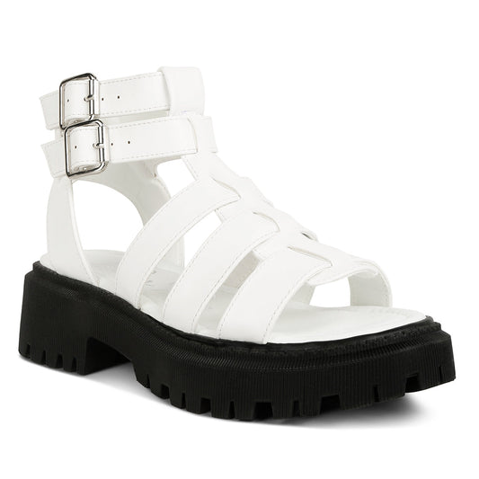 double buckle detail chunky sandals#color_white