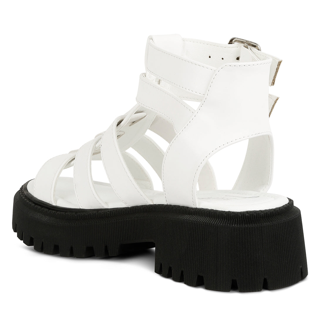 double buckle detail chunky sandals#color_white
