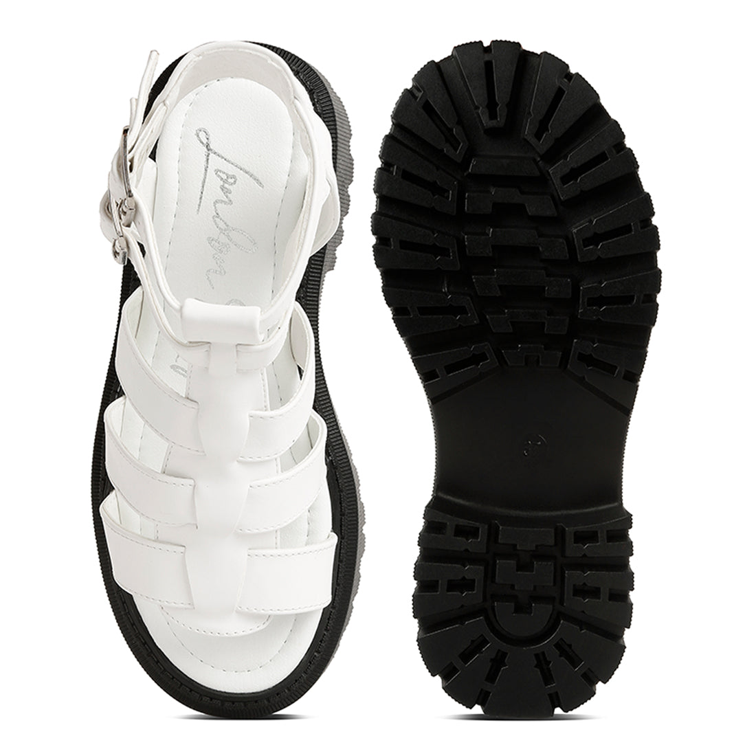 double buckle detail chunky sandals#color_white