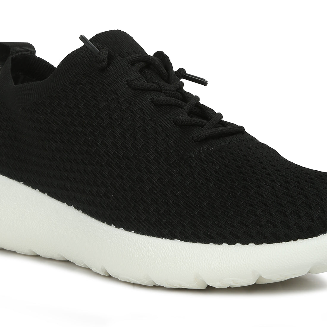 knitted lace up sneakers#color_black