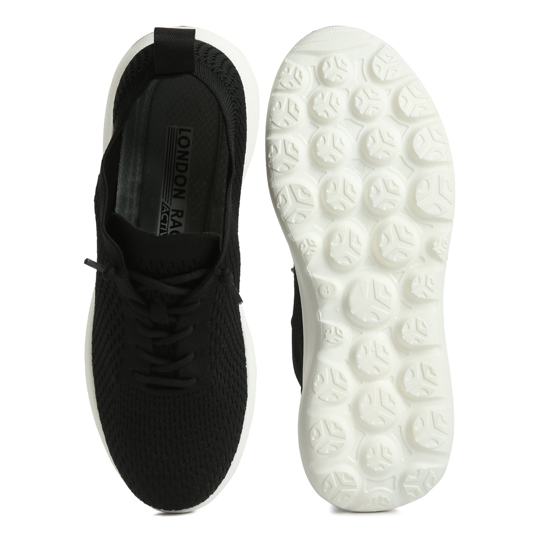 knitted lace up sneakers#color_black