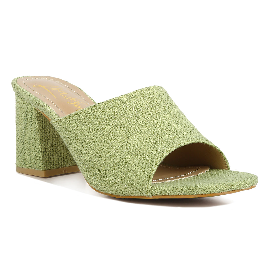 block heel slip on sandals#color_olive