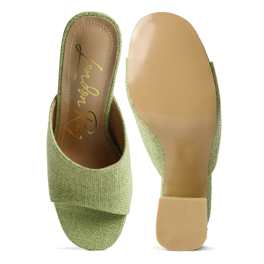 block heel slip on sandals#color_olive