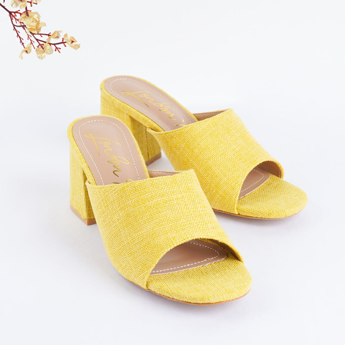 block heel slip on sandals#color_yellow