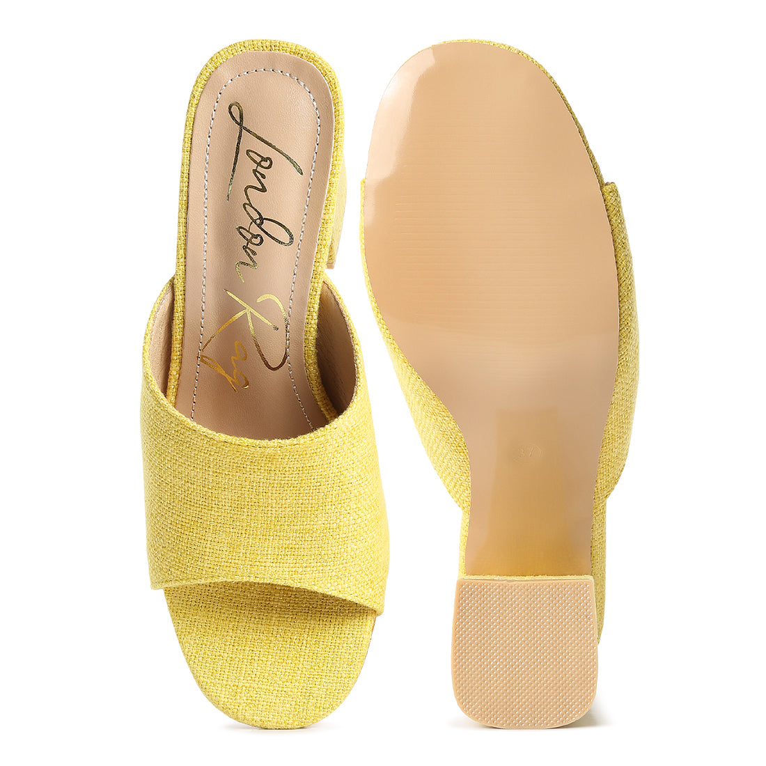 block heel slip on sandals#color_yellow