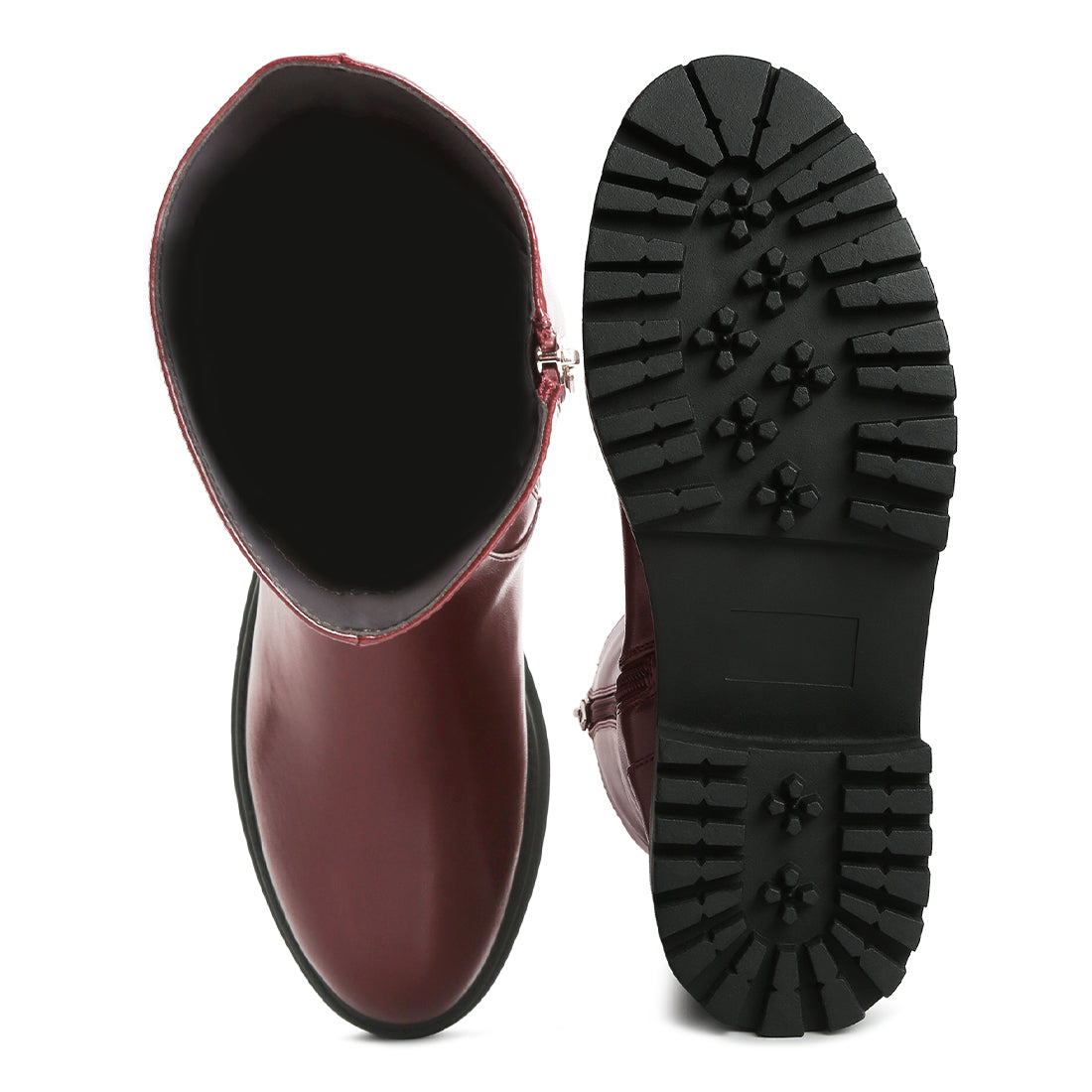 panelled lug sole boots#color_burgundy