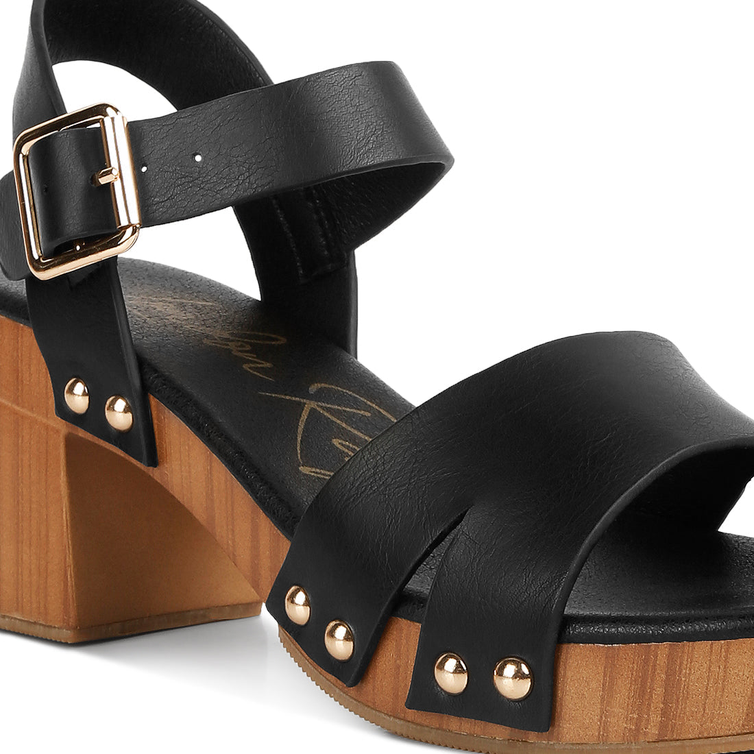 textured block heel sandals#color_black