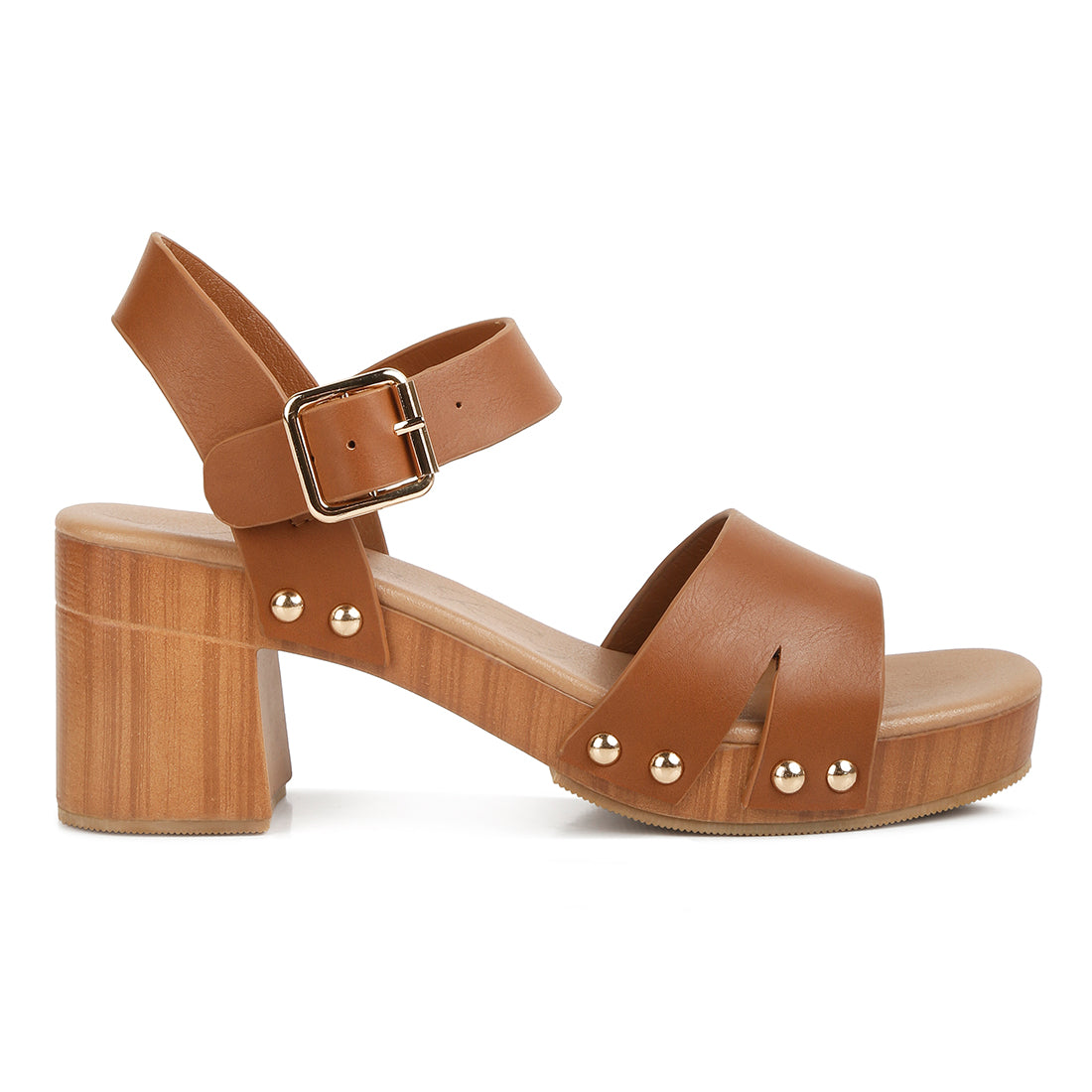 textured block heel sandals#color_tan