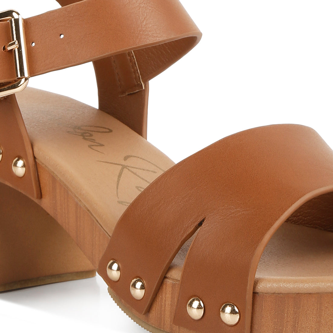 textured block heel sandals#color_tan