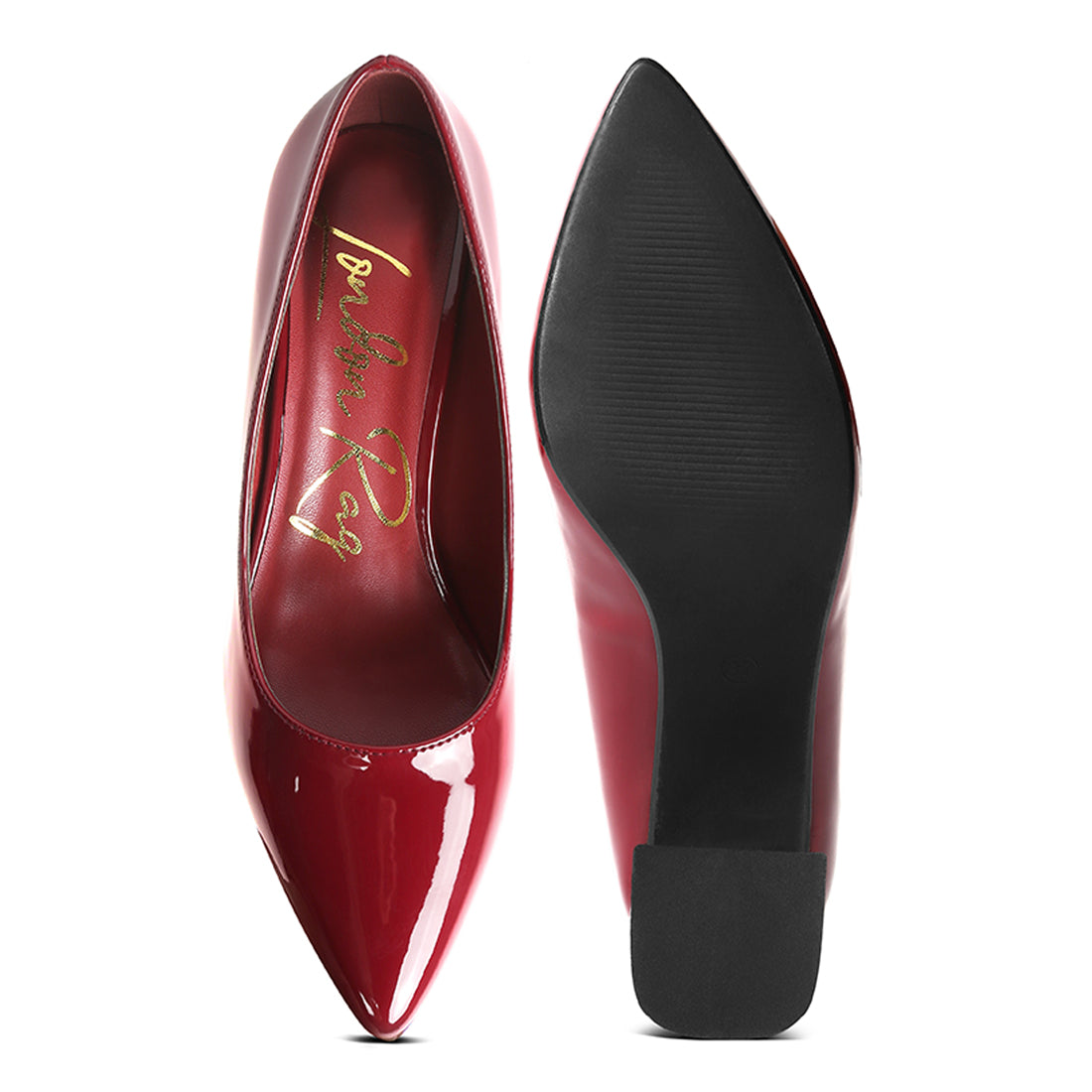 metallic accent block heel pumps#color_burgundy