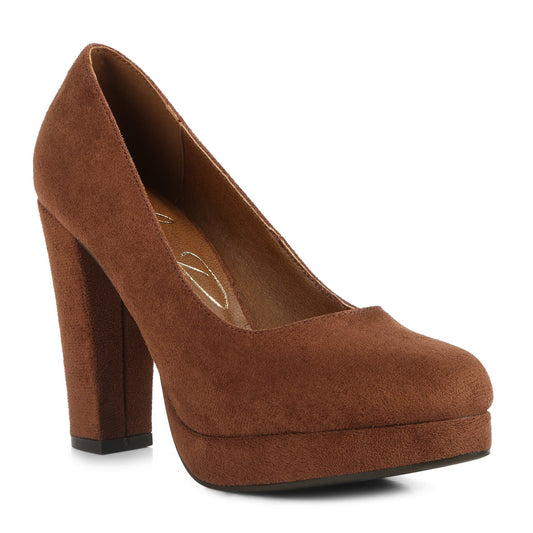 delia seude block heel pumps#color_tan