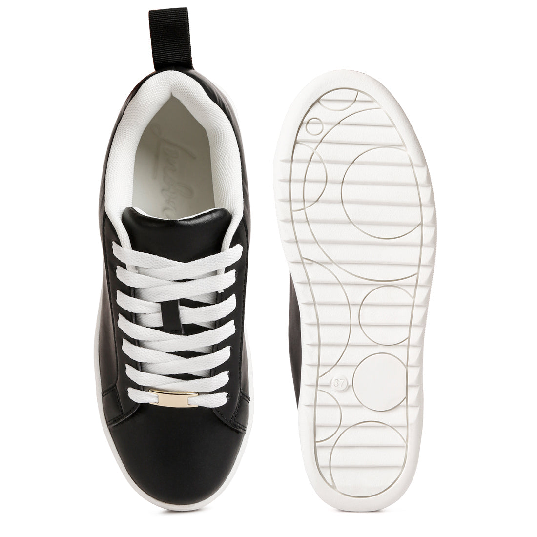 faux leather sneakers#color_black